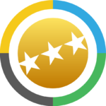 A yellow circle with four stars representing reputation management.